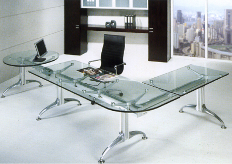 Office Desk|Glass Executive Desk|Office Furniture|Glass Executive Desk|玻璃班台|玻璃办公桌|玻璃办公台 CG-BLBT-22